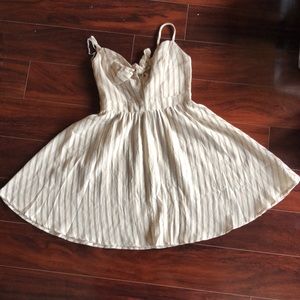 Taupe striped mini dress